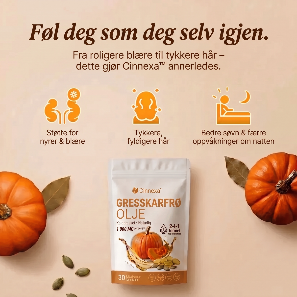 Cinnexa™ Gresskarfrøolje Kapsler