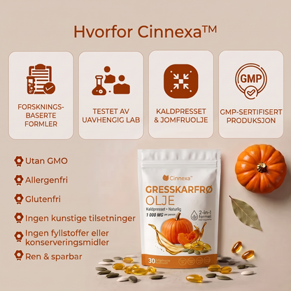 Cinnexa™ Gresskarfrøolje Kapsler