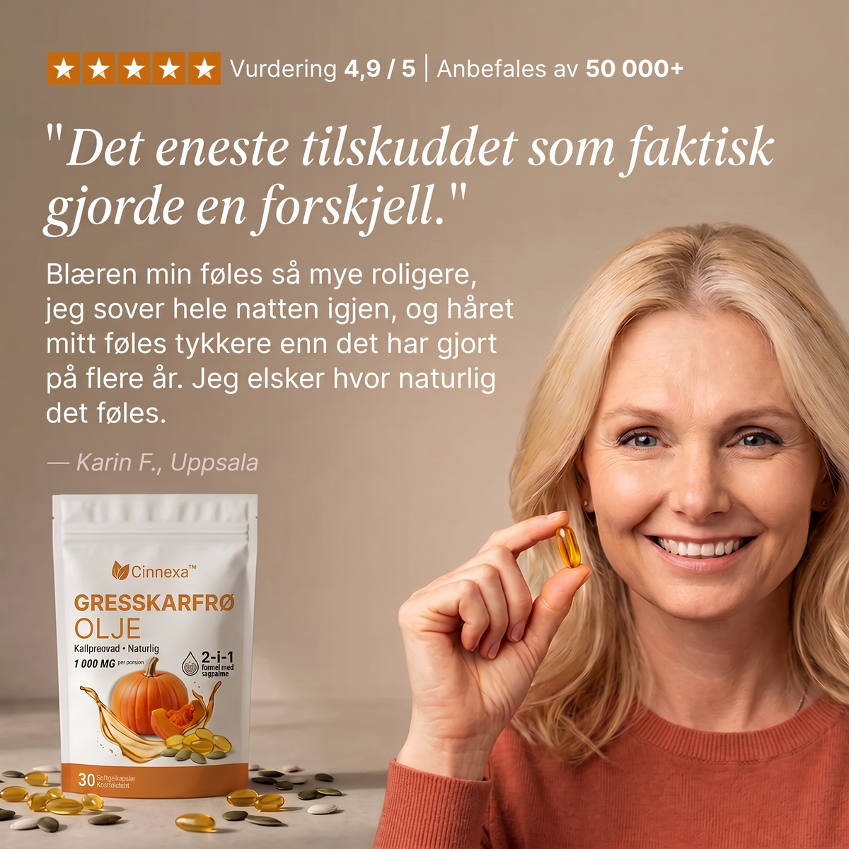 Cinnexa™ Gresskarfrøolje Kapsler